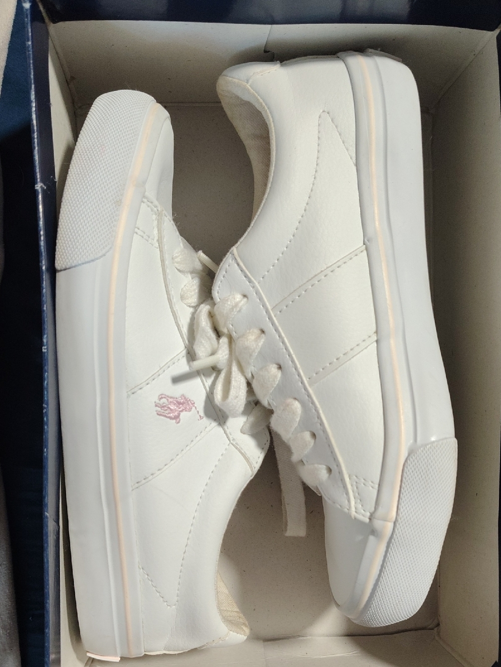Polo Ralph Lauren White Sneakers with Light Pink Accent